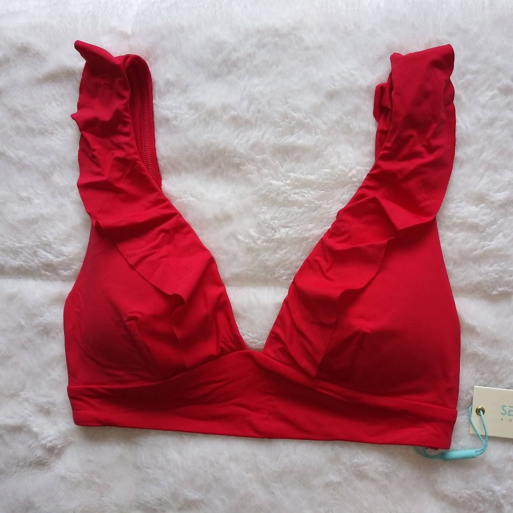 New!  Red Sea Level Frill Bikini Top